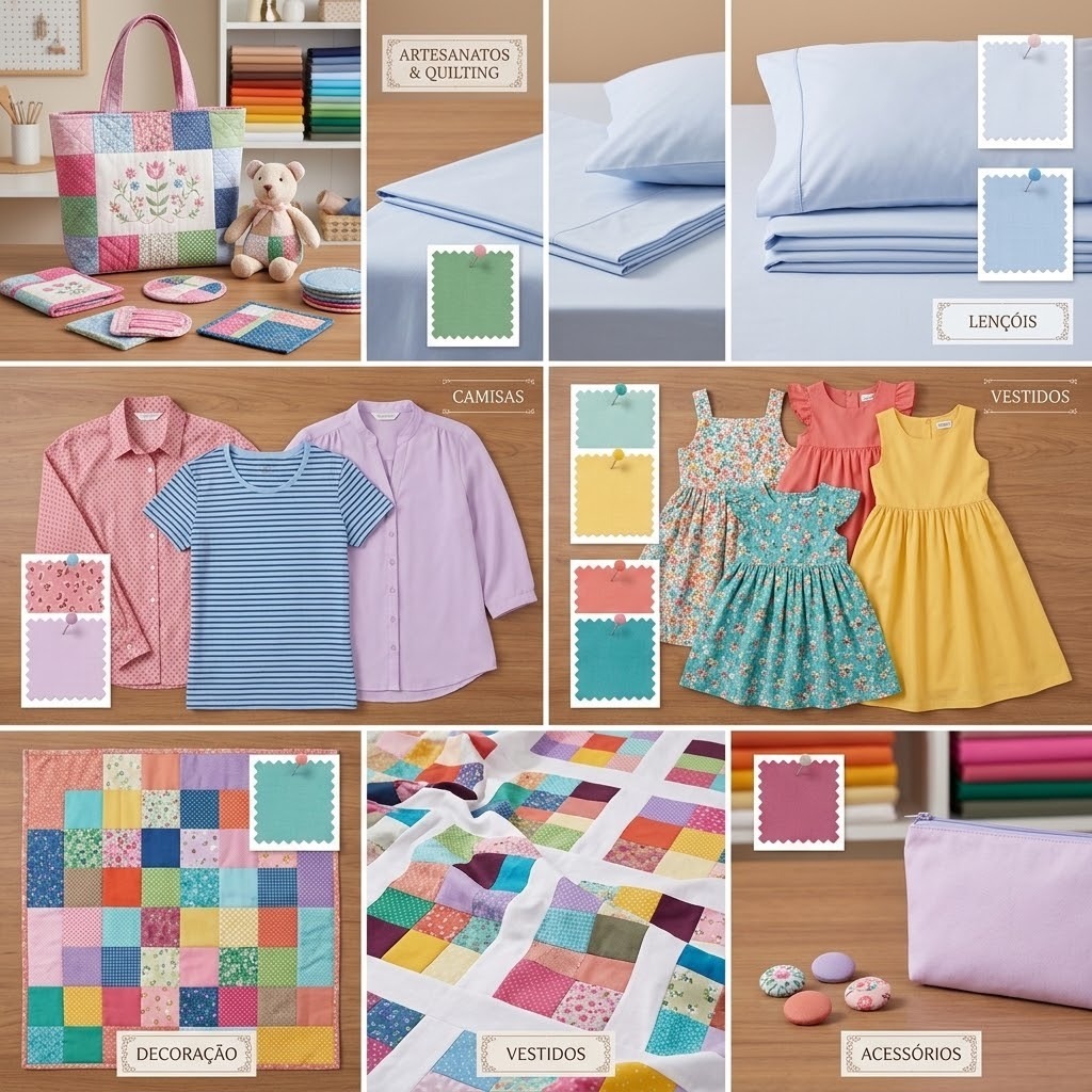 Tecido Tricoline Liso Premium 100% Algodão por Metro - Artesanato Patchwork Costura Criativa - Imagem 30