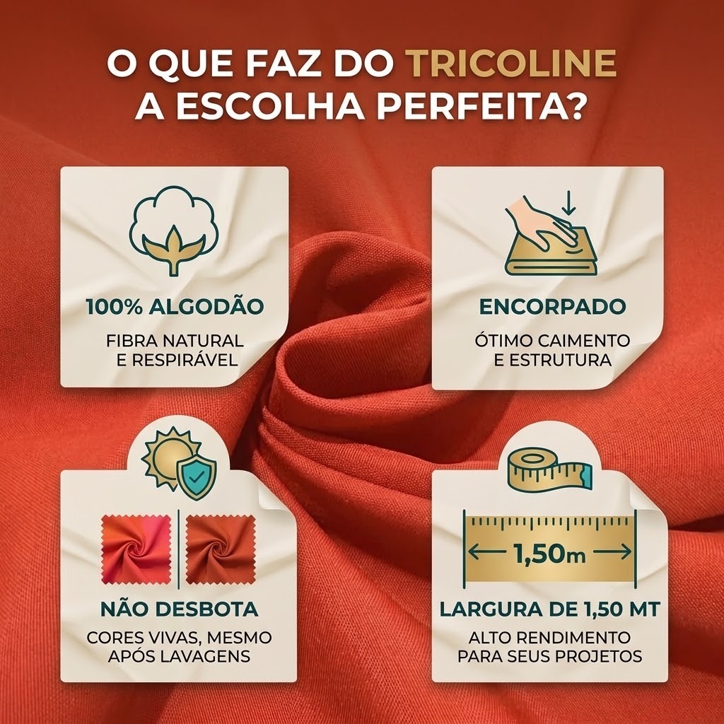 Tecido Tricoline Liso Premium 100% Algodão por Metro - Artesanato Patchwork Costura Criativa - Imagem 31